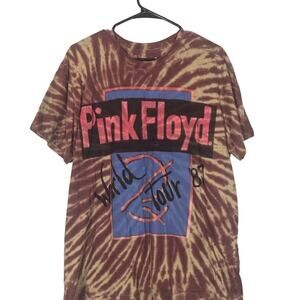 Pink Floyd Brown Tie Dye Short Sleeve Cotton Band Rock N' Roll T-Shirt Men Sz XL